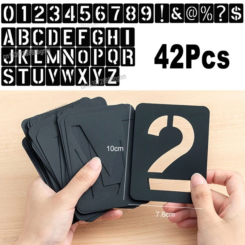 Photography Font - 42 Teile/satz Wiederverwendbare Kunststoff Höhlte Alphabet