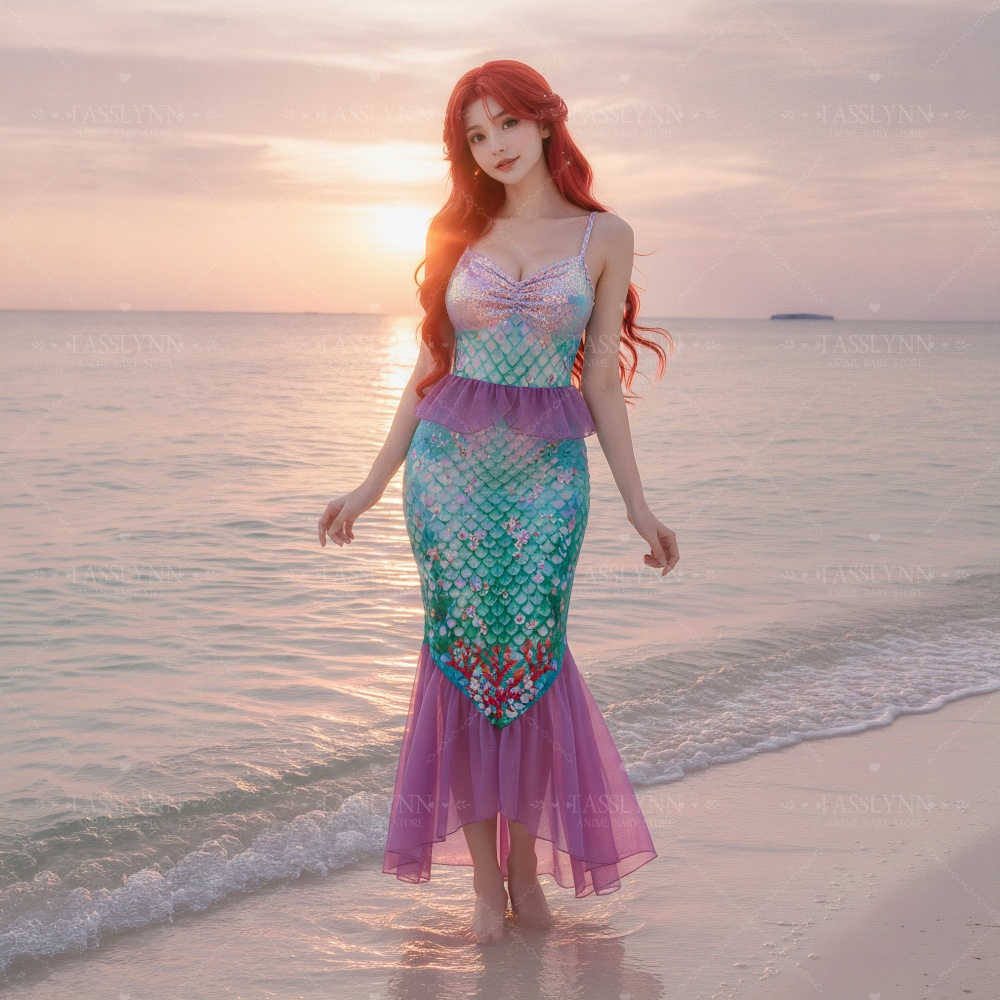 Photography Outfits - Kleine Meerjungfrau Ariel Cosplay Langes Kleid