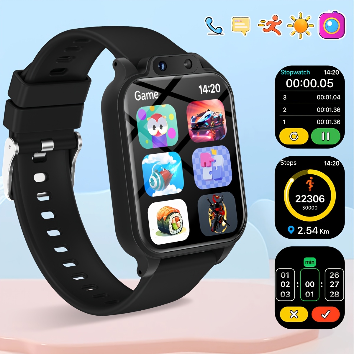 Photography Game - Kinder-Smartwatch mit 18 Lernspielen, HD-Selfie-Unterstützung, Kamera,