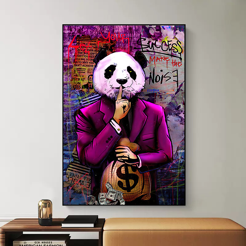 Photography Duck - Graffiti-Kunst, rot, blau, grün, Panda-Gesicht, macht