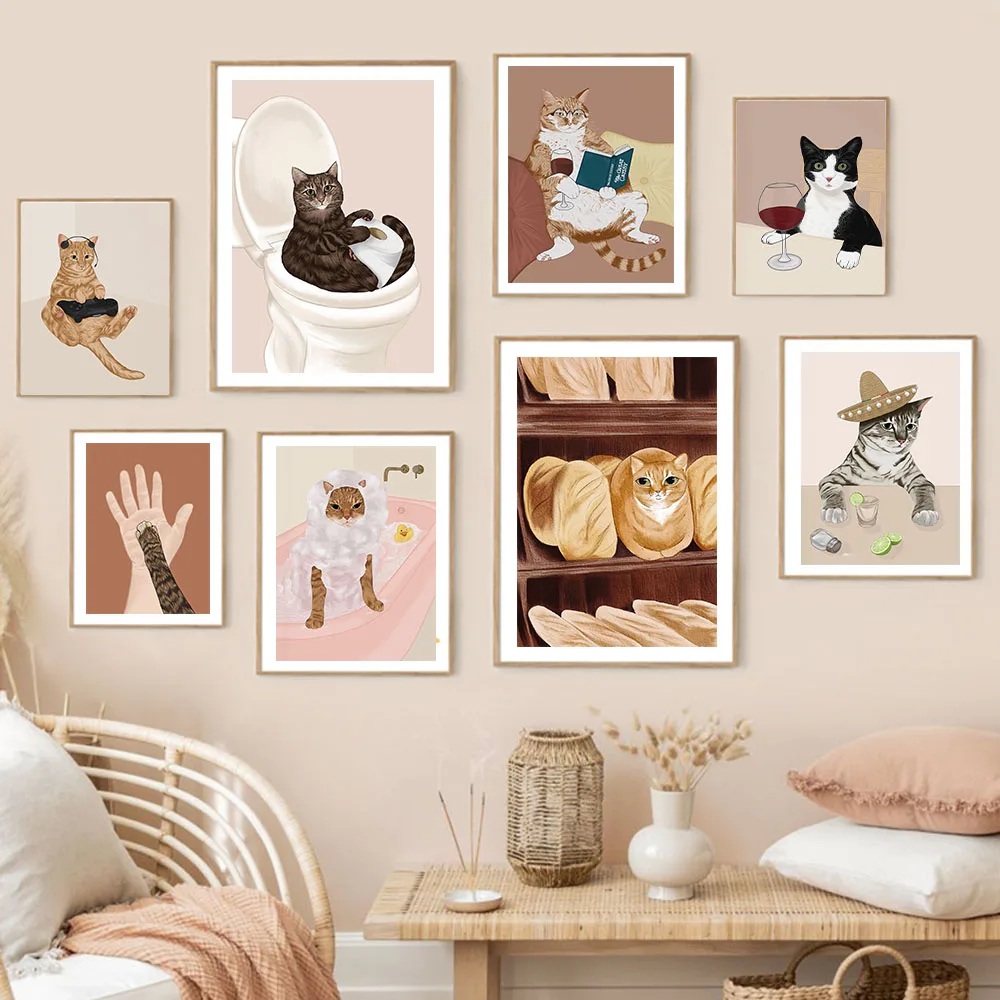 Photography Duck - Lustige Wein schwarze Katze Wand kunst