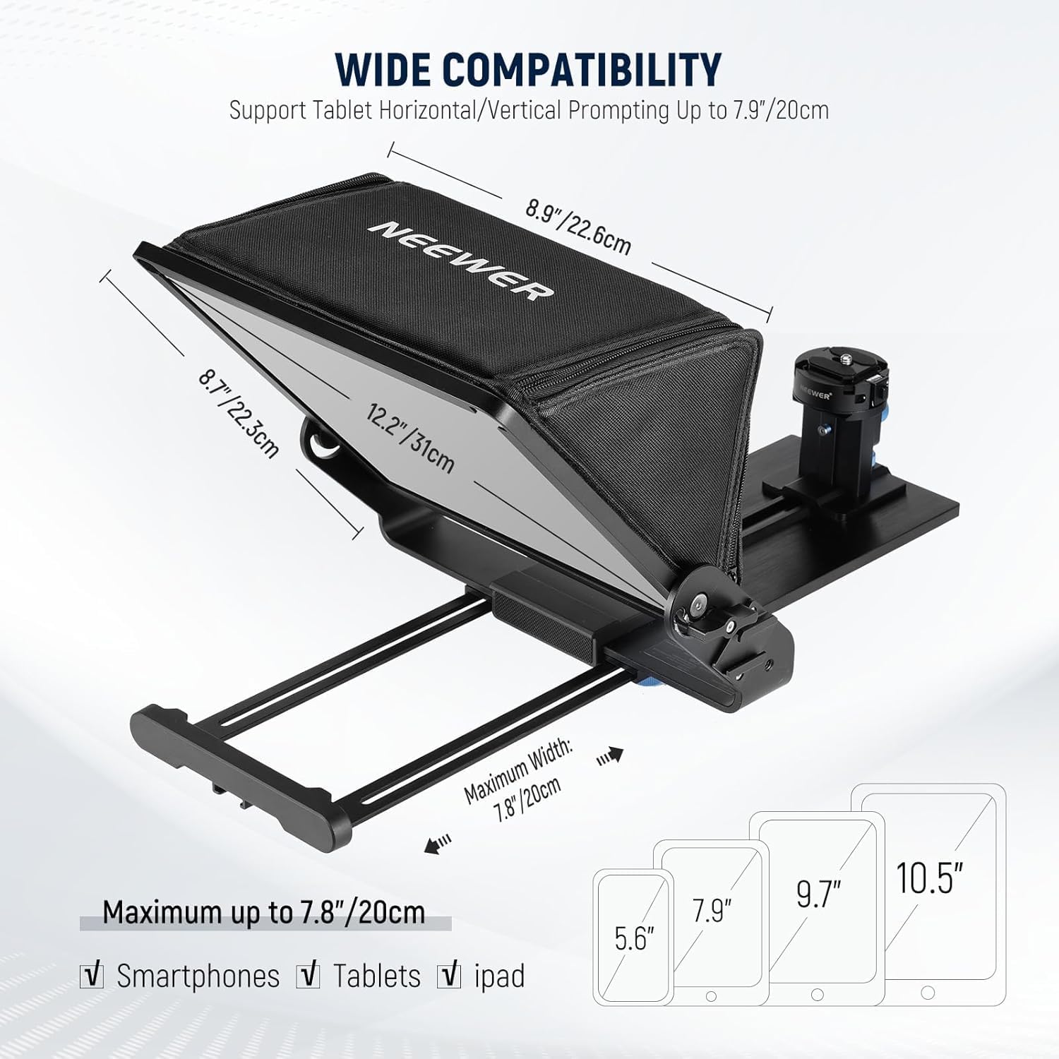 Teleprompter für iPad-Tablets  – Camera Cold Shoe Bewertung und Preis