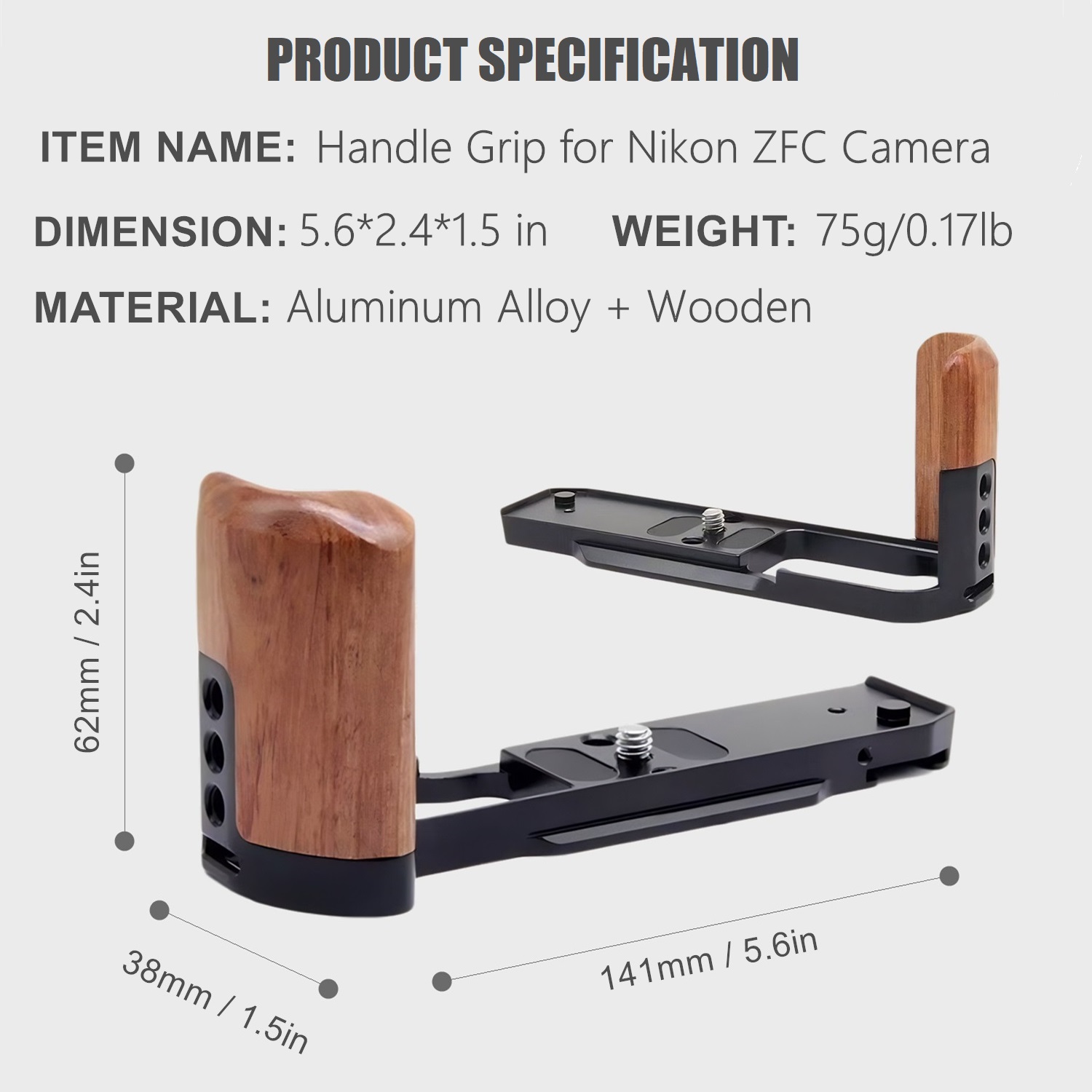 Handgriff, L-förmiger Holzgrif – Camera Cold Shoe Bewertung und Preis